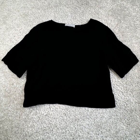 Sandro Paris Black Viscose Crop Top Cut Out Back - Picture 1 of 7